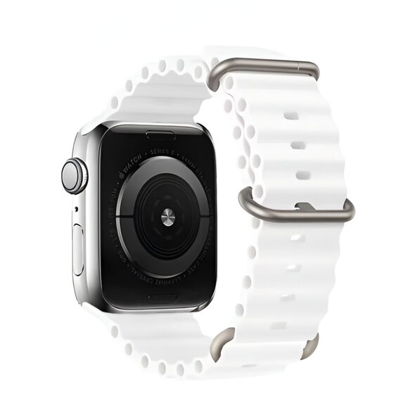 Apple Watch Band Silicone Waterproof Sport Ocean Strap for Apple Watch - White - Picture 5 of 8